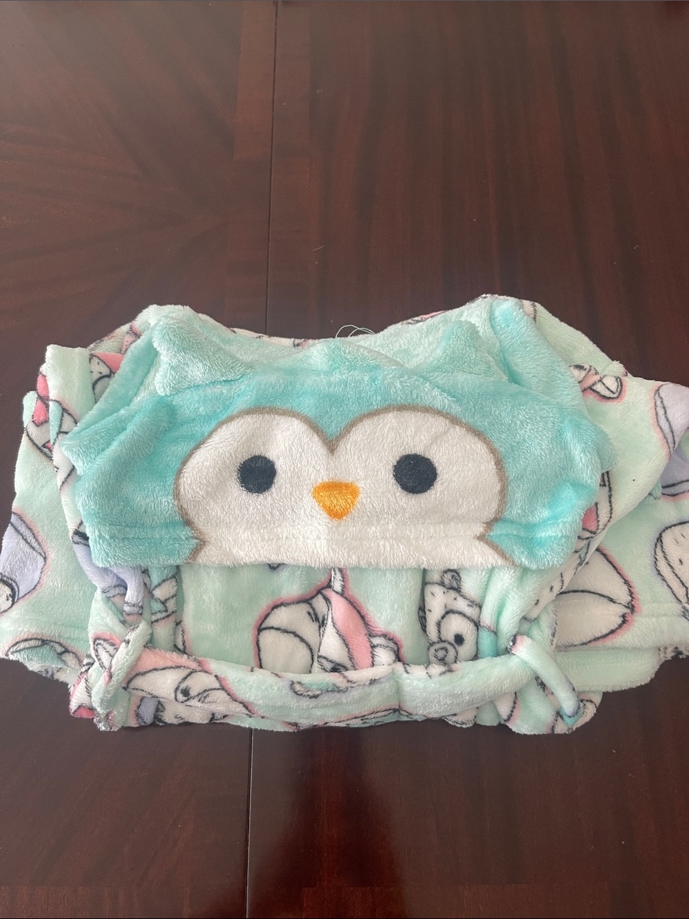 Kids Mint Animal Hooded Fleece Robe with Belt size 7/8